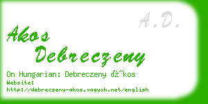 akos debreczeny business card